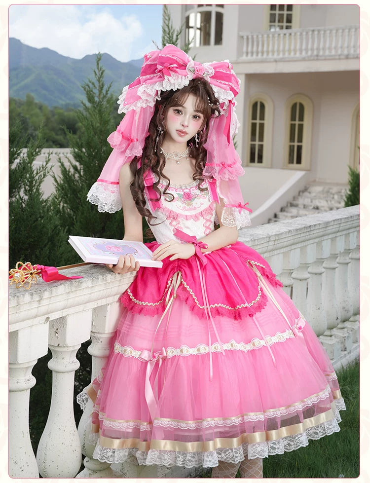 Jennifleur - IP Collab Sweet Lolita Hime Sleeve OP & Long JSK, Floral Accent 45882:866301