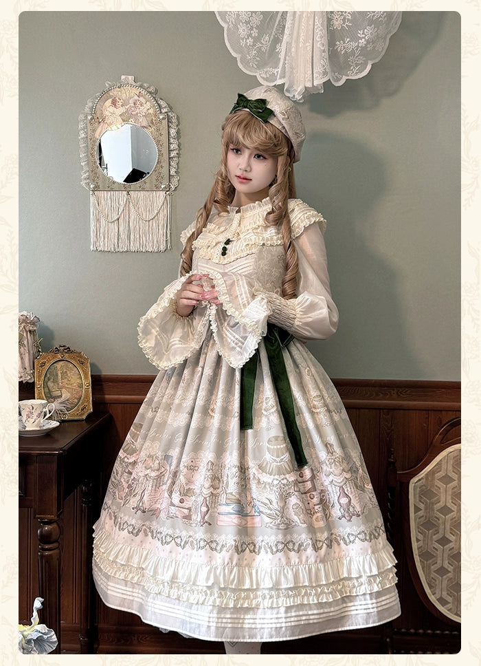 Alice Girl~Iris Study Room~Classic Lolita JSK Elegant Lolita Dress With V-neck   