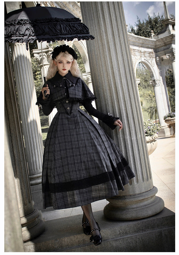 With PUJI~Ming Stationery~Gothic Lolita Bustier Dress and Shawl Set Lolita Blouse   