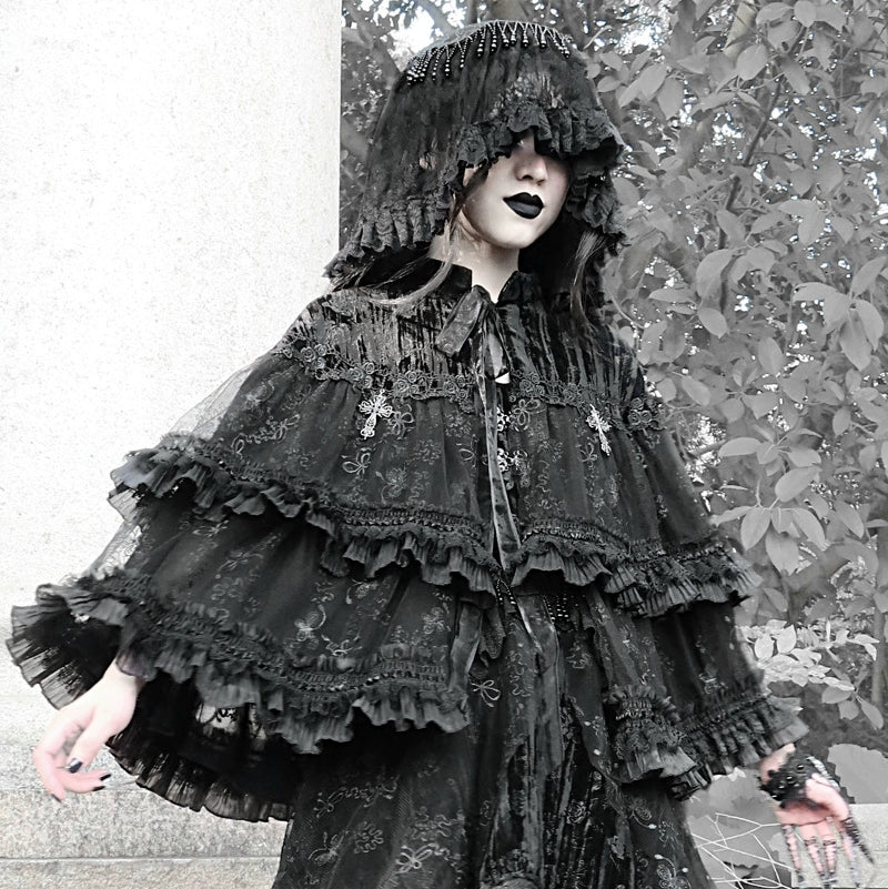 Blood Supply - Misty - Gothic Lolita Halloween Black Lace Veil