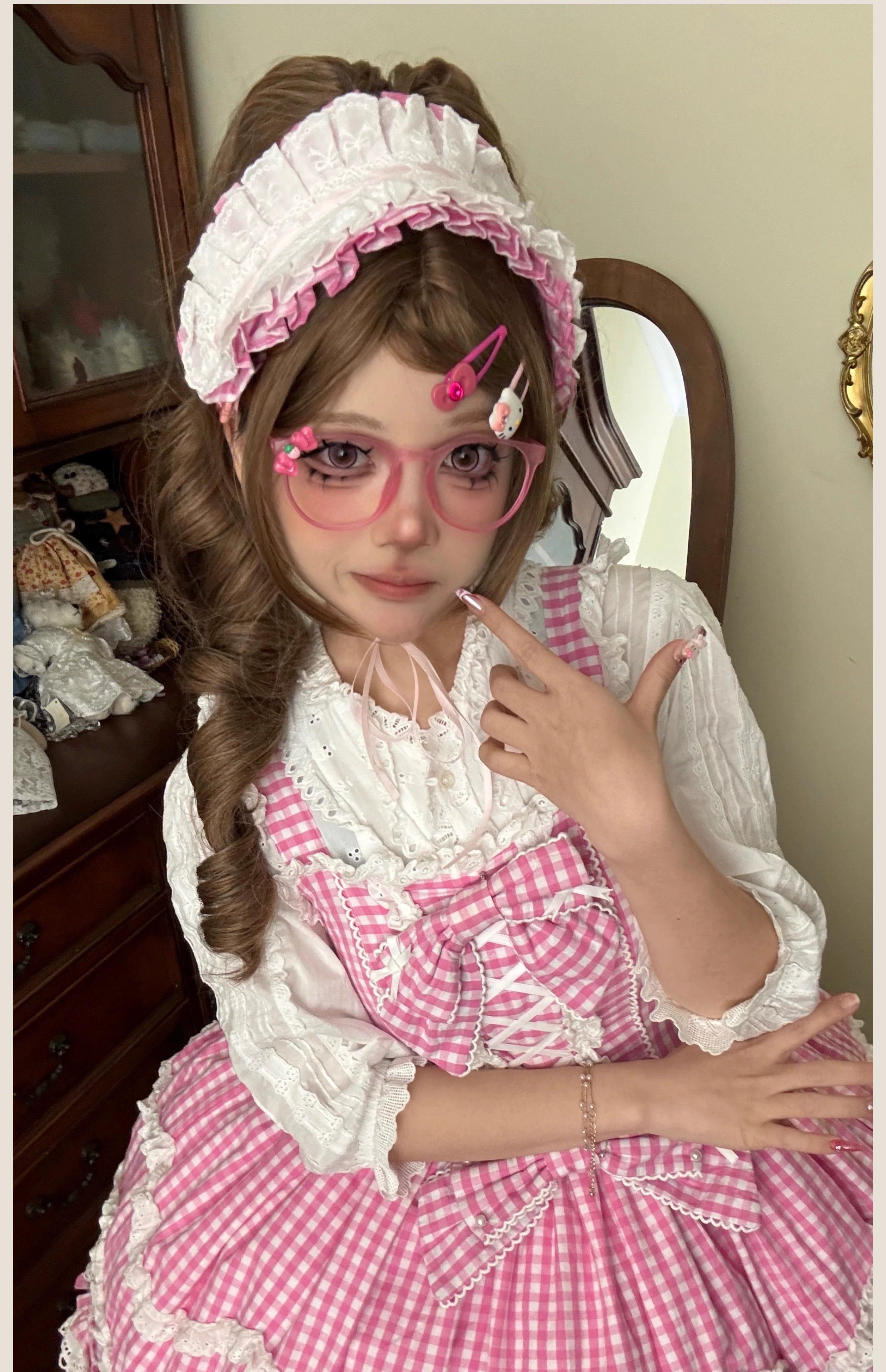 TaTaTa Lolita - Plaid Baileys - Old School Lolita Pink Plaid JSK 43380:774638