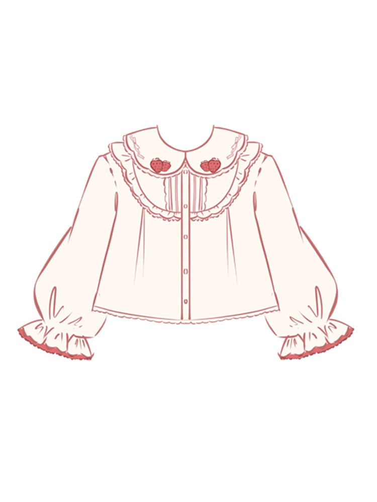 Half Sweet Lolita~Strawberry Milk Pie~Sweet Lolita JSK Dress Strawberry Set Salopette S Long-sleeved innerwear