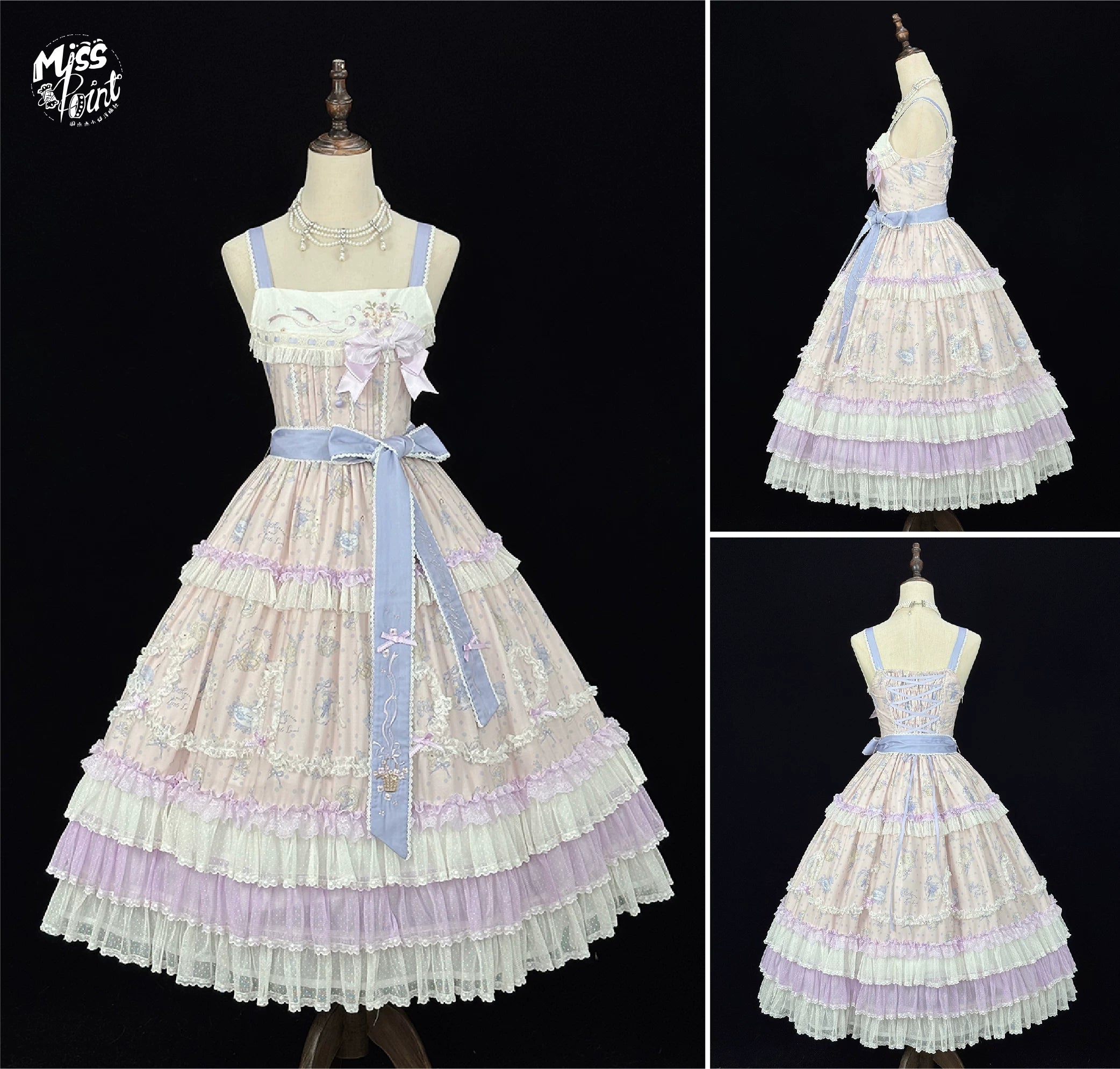 Bloom Lamb - Classic Lolita Embroidered JSK Dress, Tiered Hem 45519:851338