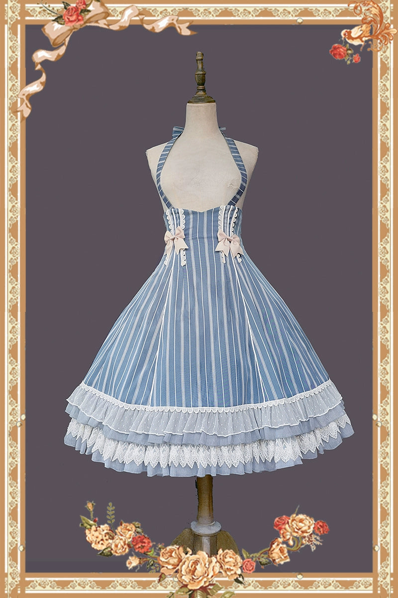 (Buy for me) Infanta~Elegant Lolita Stripe High-waist Jumper Dress Set and Cape 22624:320914