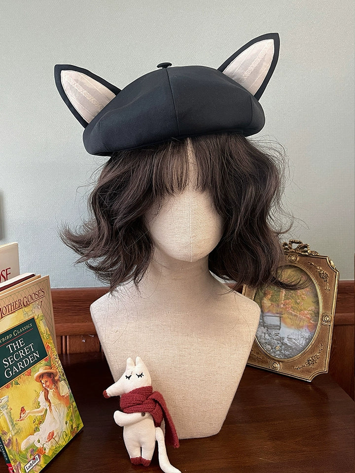 Alice Girl~Fox Band~Sweet Lolita Beret Fox Ear Hat Black Beret Only