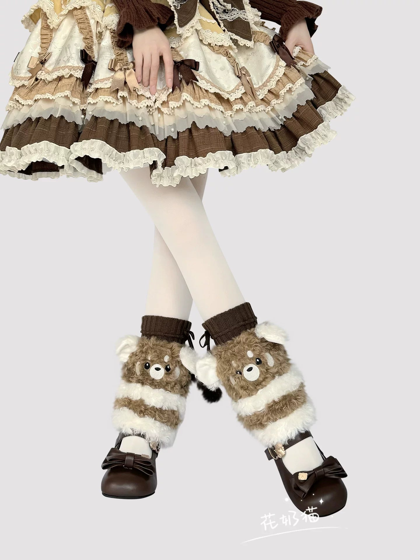 Plush Winter Kawaii Lolita Leg Warmers, Bear-shaped