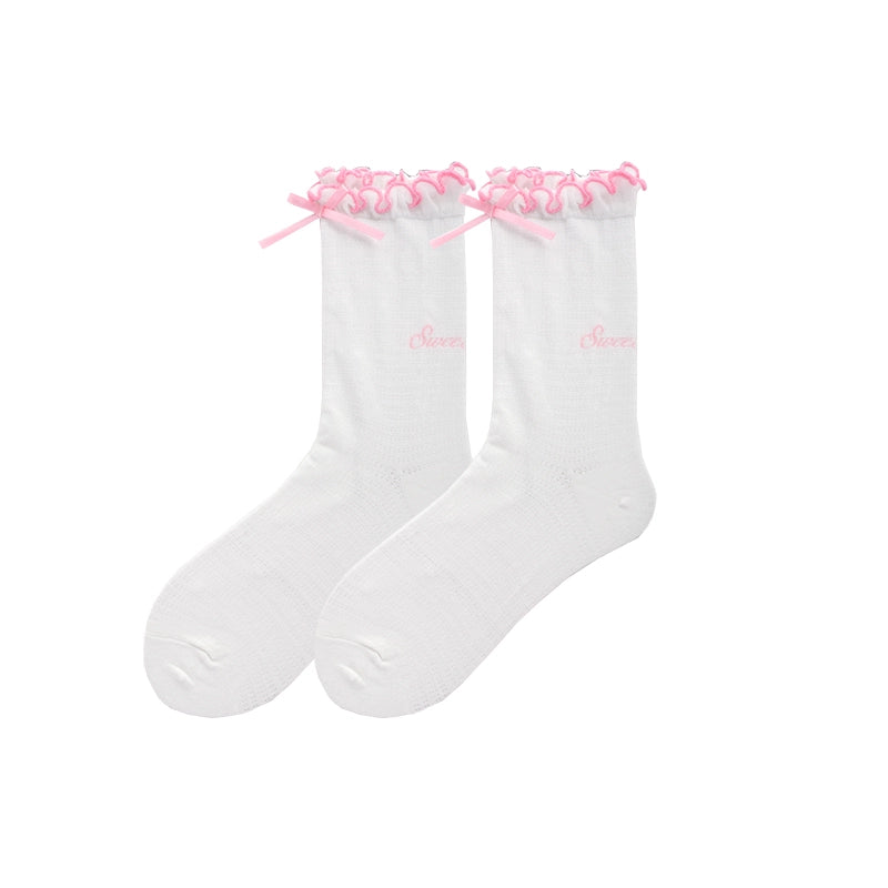 Roji Roji~Sweet Lolita Socks Cute Cotton Lolita Stockings Polka Dot free size Rose pink ankle socks 