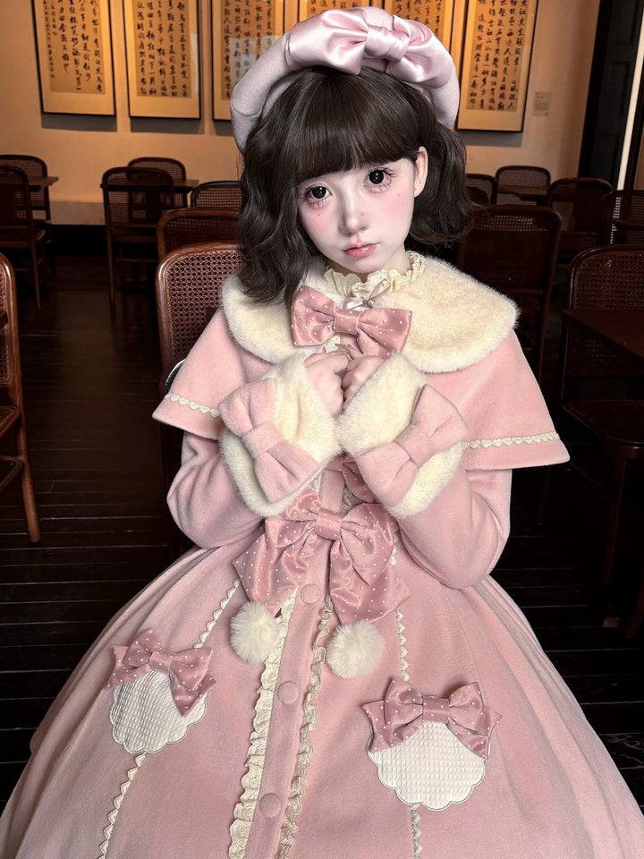 Sakurahime~Sweet Cookie~Sweet Lolita Coat Detachable Cape Pastel Outwear   