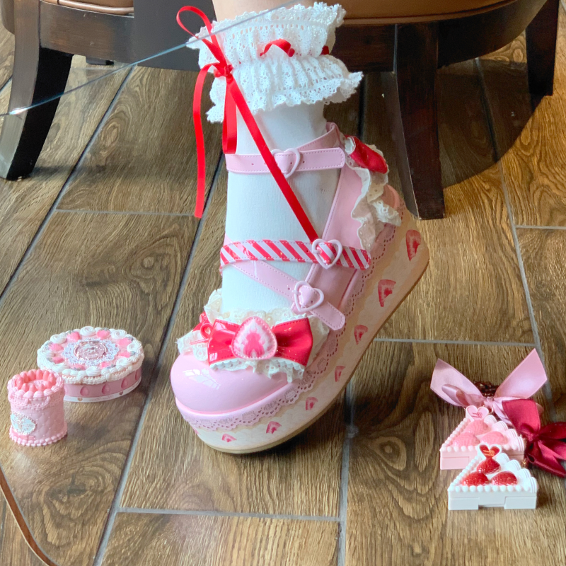 Aimee~Strawberry~Sweet Lolita High Platform Shoes Kawaii Lolita Shoes