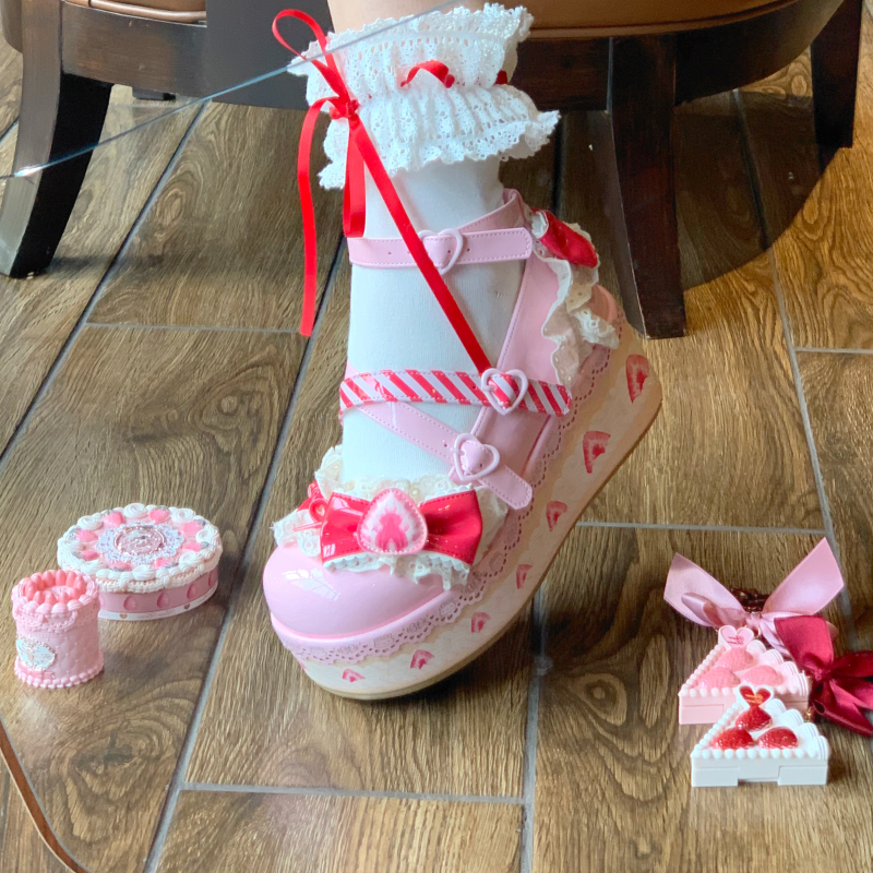 Aimee - Strawberry - Sweet Lolita High Platform Shoes Kawaii Lolita Shoes