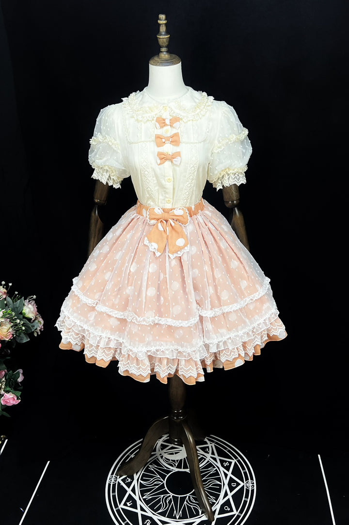 DMFS Lolita~Lollipop~Sweet Lolita Shirt with Double-Layered Puff Sleeves
