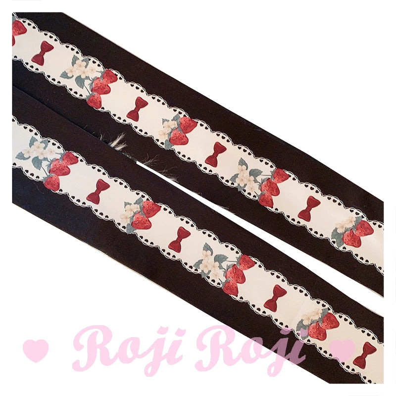 Roji Roji~Strawberry Bow~Print Llita Pantyhose Strawberry Bow 120D Velvet Tights   