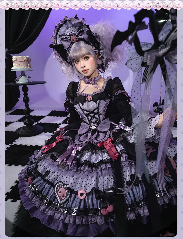 IP Collab Gorgeous Lolita OP Dress, Polka Dot Accent