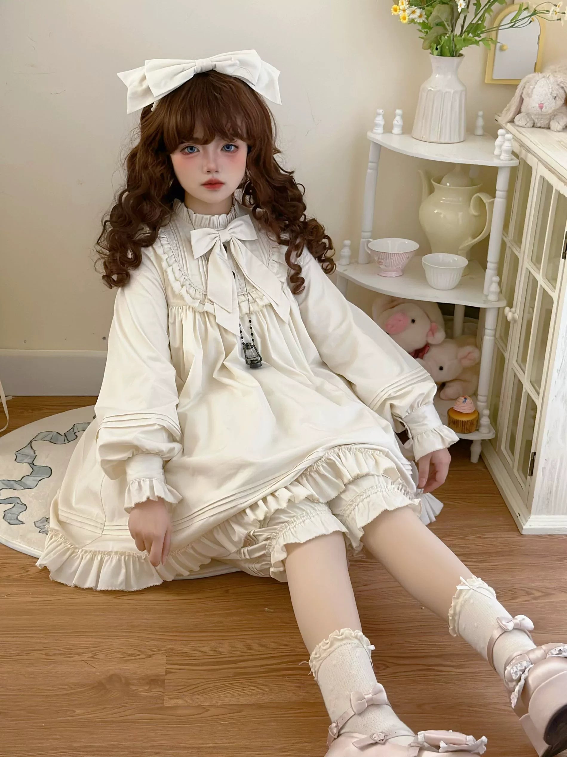 Uncle's Workshop - Lullaby - Cotton Lolita OP Dress Kawaii Lolita Bloomers 34608:463446