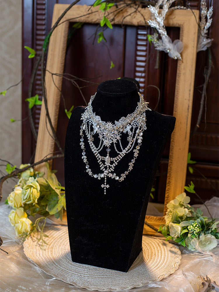 Hexagram~A Fairy Tale~Elegant Lolita Bridal Hair Accessories necklace+forehead chain  