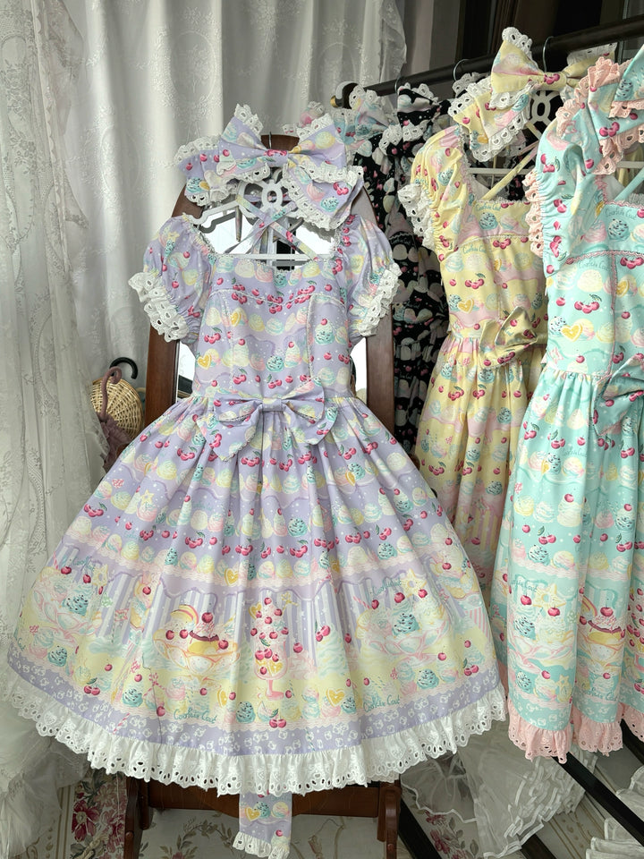 Lamp Flower Lolita~Summer Dream Ice Cream~Sweet Lolita OP Dress OP + 3 Appliques Only S Purple