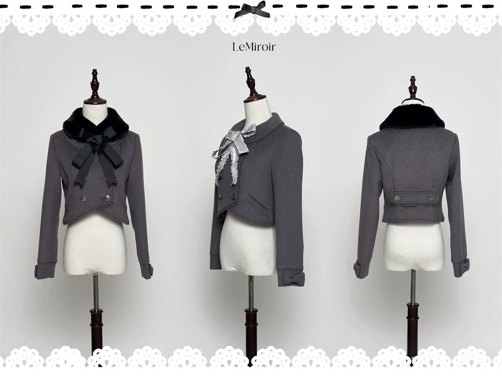 LeMiroir~Winter Solstice Coat~Sweet Lolita Woolen Coat Embroidery Skirt Short Outwear (L M S XL) 40360:657010