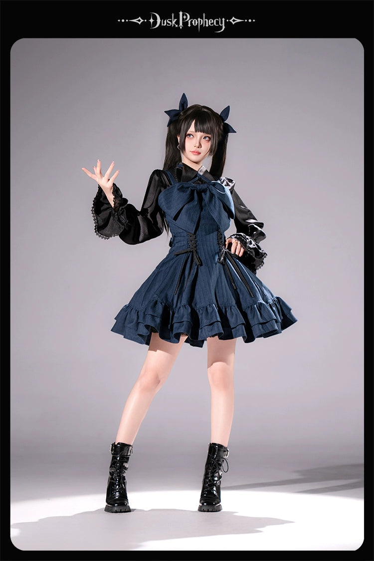 DuskProphecy - Heron - Classic Lolita Striped JSK Dress, Halter Neckline 44313:802965