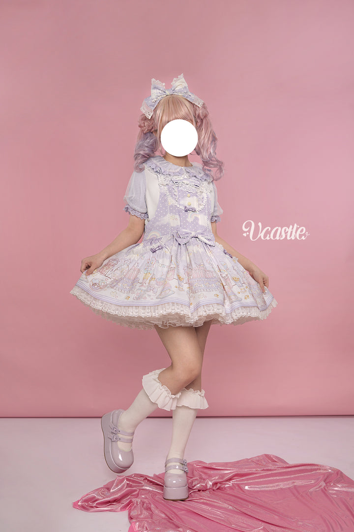 Vcastle~Unicorn Sugar Party~Kawaii Lolita Salopette Suit with Unicorn Hood 42110:726731