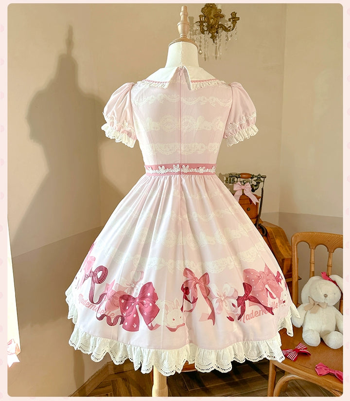 Mademoiselle Pearl~Bow Rabbit~IP Collab Sweet Lolita OP in Multiple Styles 43054:763913