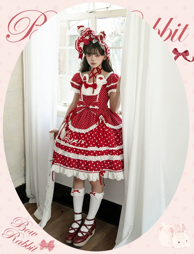 Mademoiselle Pearl~Bow Rabbit~IP Collab Sweet Lolita OP in Multiple Styles 43054:763669
