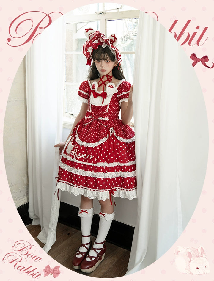 Mademoiselle Pearl~Bow Rabbit~IP Collab Sweet Lolita OP in Multiple Styles 43054:763669