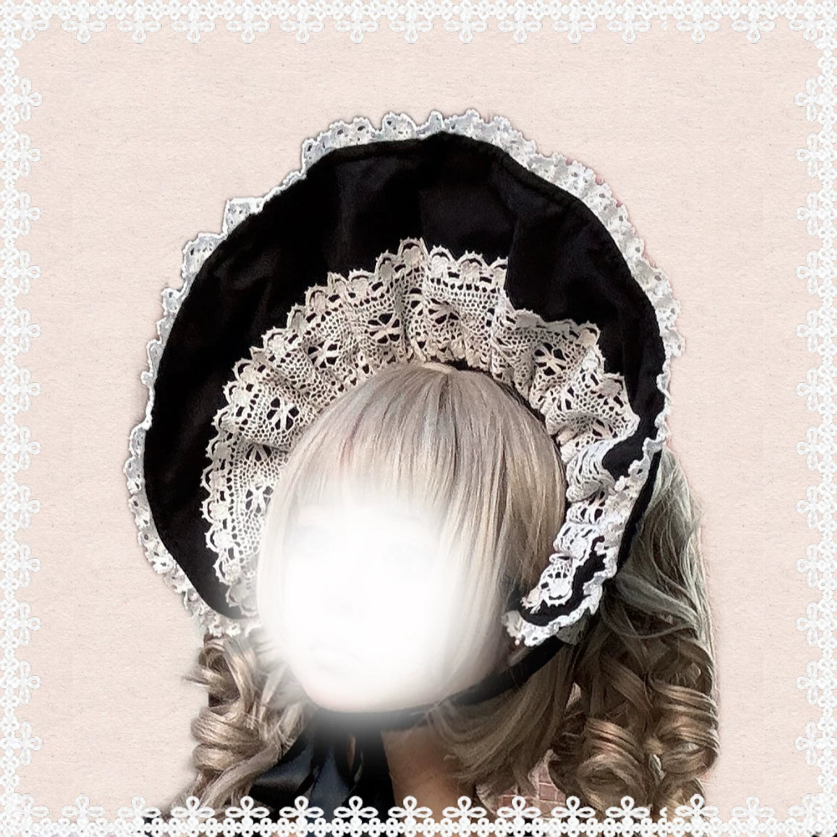 Black Old School Lolita OP Dress, Lace Details