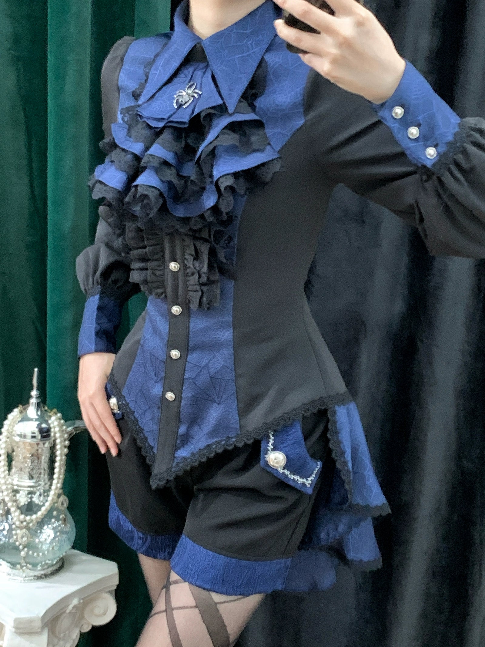 Little Dipper - Cold Rice - Ouji Lolita Jabot with Metal Spider Pendant 42877:756356
