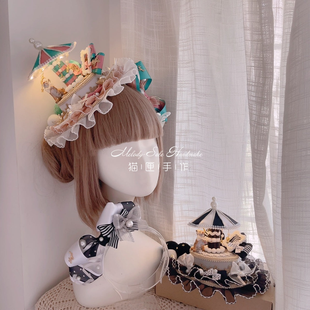 Cat Box~Night Party~Kawaii Lolita Small Top Hat KC Headdress   
