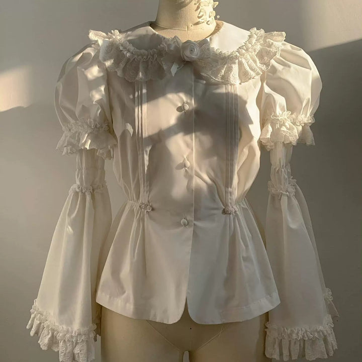 Nololita~Nightingale~Old School Lolita Shirt with Detachable Sleeves 41944:719730