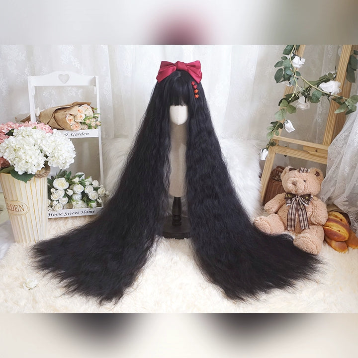 Imperial Tea~Natural Black Lolita 120CM Super Long Wig Wig + Hair Net + Steel Comb  