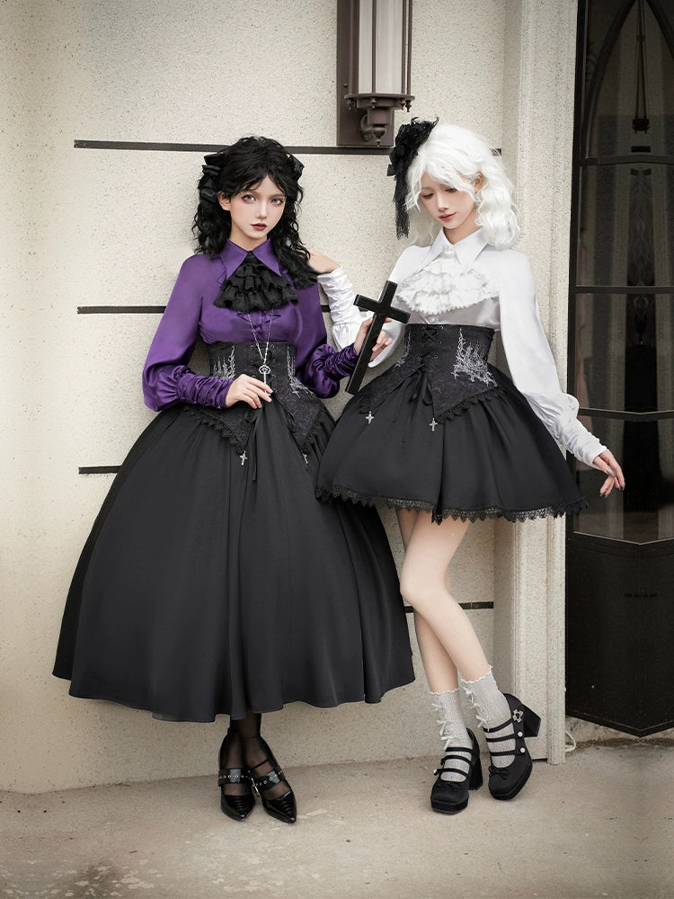 With PUJI~Thorny Night~Gothic Lolita Bust-supporting Skirt With Removable&Adjustable Strap