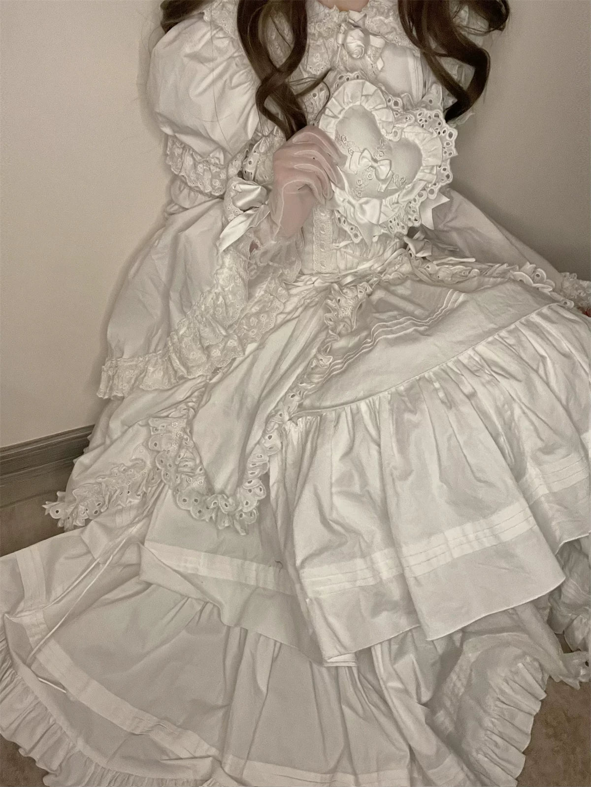 Cotton Gothic Lolita Long JSK, Drawn-up Hem 45213:841020
