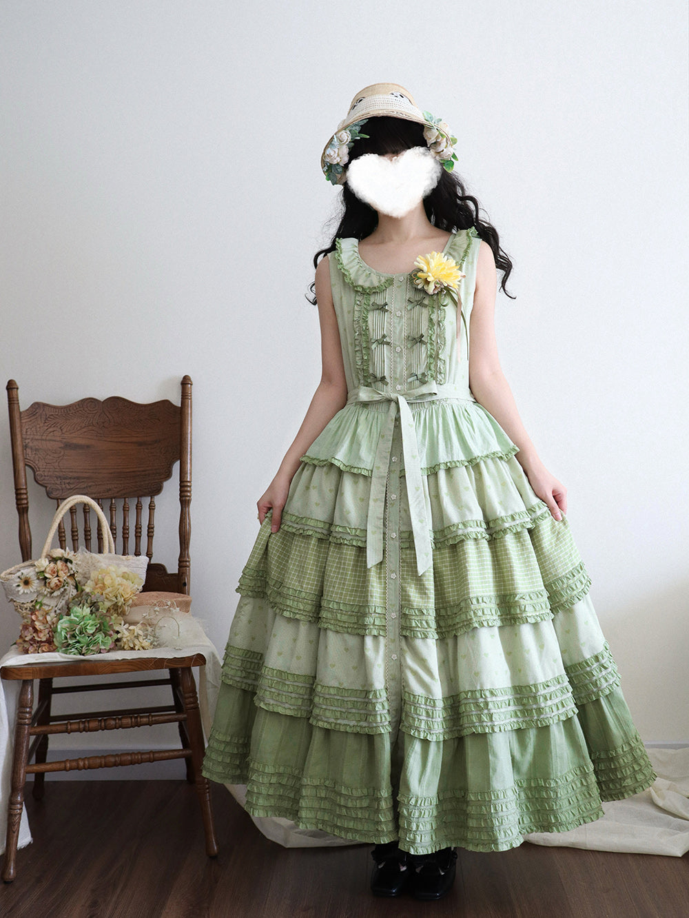 Miss Point~Garden Sunflower~Country Lolita JSK Five-Tiered Open Front Dress