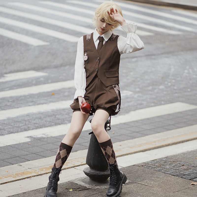 Letters from Unknown Star - Detective Rabbit Kiri - Spring Ouji Lolita Outfits Backpack Pants and Vest