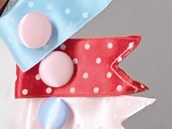 Kawaii Lolita Bunny Ear Hairband, Polka Dot Bow A Pair of Bunny Ear Clip (red with pink button) - not sold separately