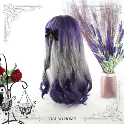 Dalao Home~Grape Soda~Gradient Purple Lolita Wig With Big Waves purple  