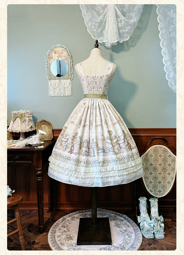 Alice Girl~Iris Study Room~Classic Lolita JSK Elegant Lolita Dress With V-neck   