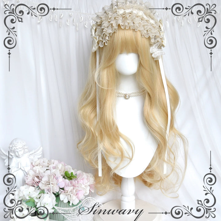 Sinwavy~Elegant Lolita Platinum Wig Long Curly Layered Wig   