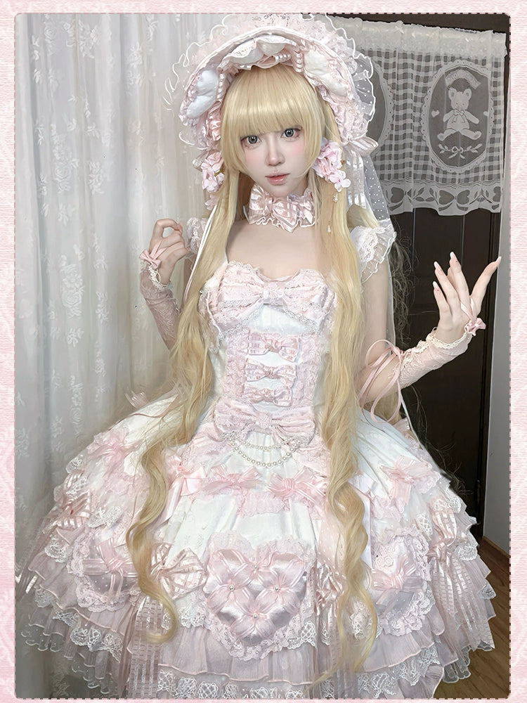 Shuang Sheng Xiao Xiong - Heart of Love - Sweet Lolita Wedding JSK, Bow Details 44306:803219