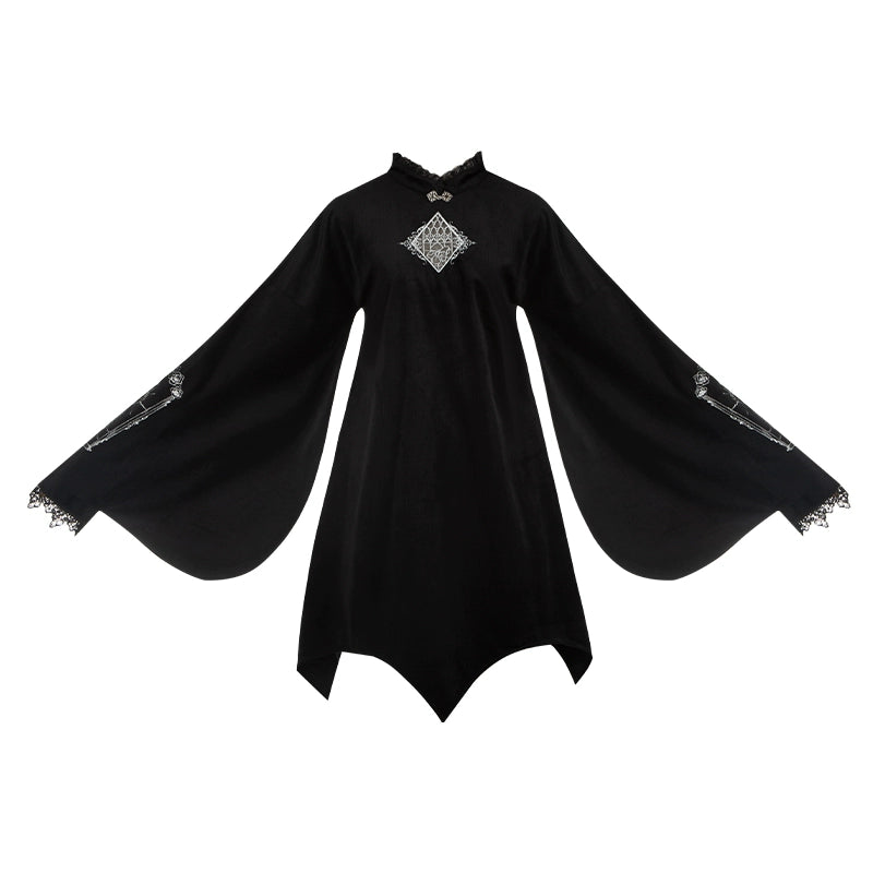With PUJI - Letter and Poetry · Raven's Night Song - Oriental Aesthetics Gothic Lolita Dress Set 43907:788842