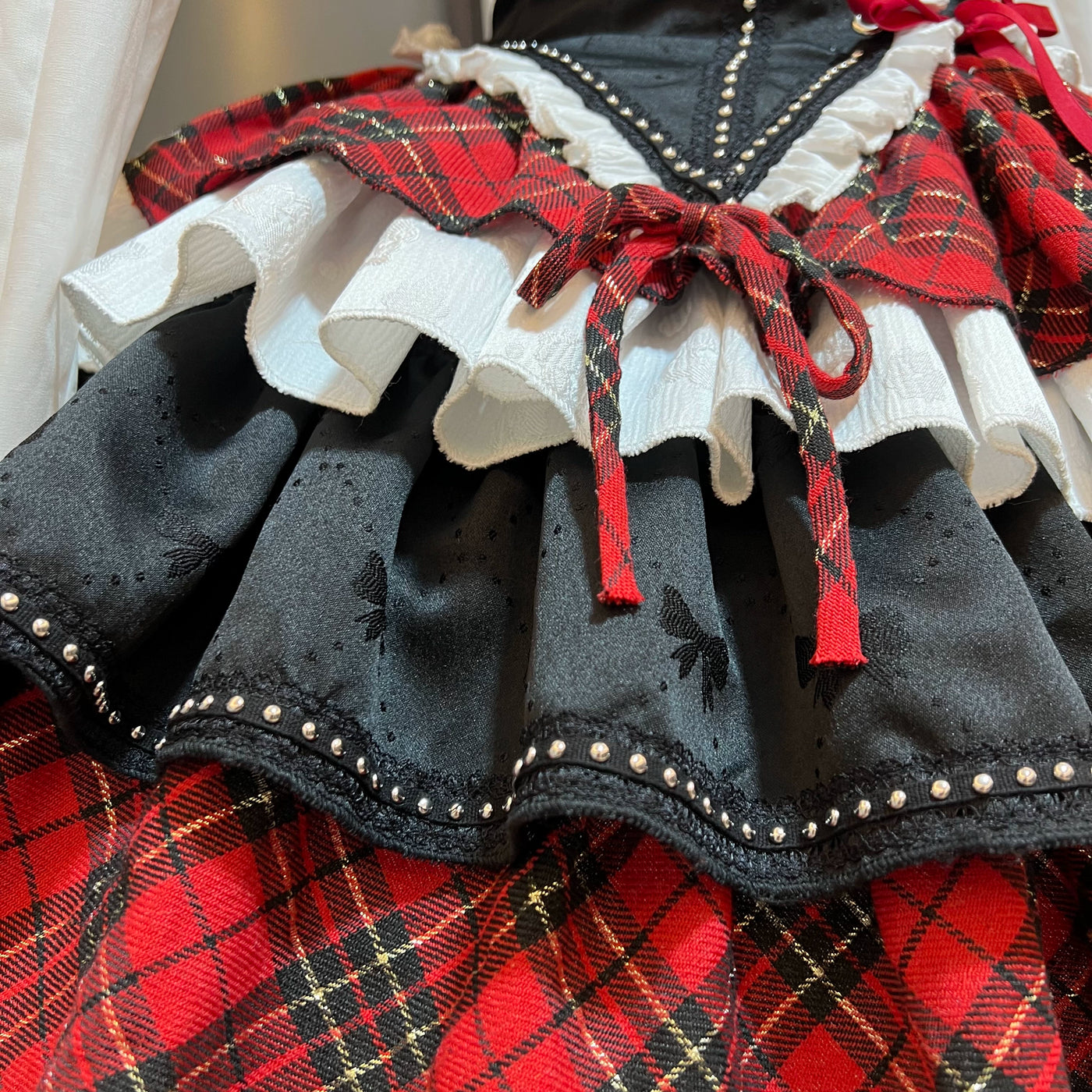 (BFM)Xiaoxin~Punk Lolita JSK Dress Red and Black Skirt Shirt Set   