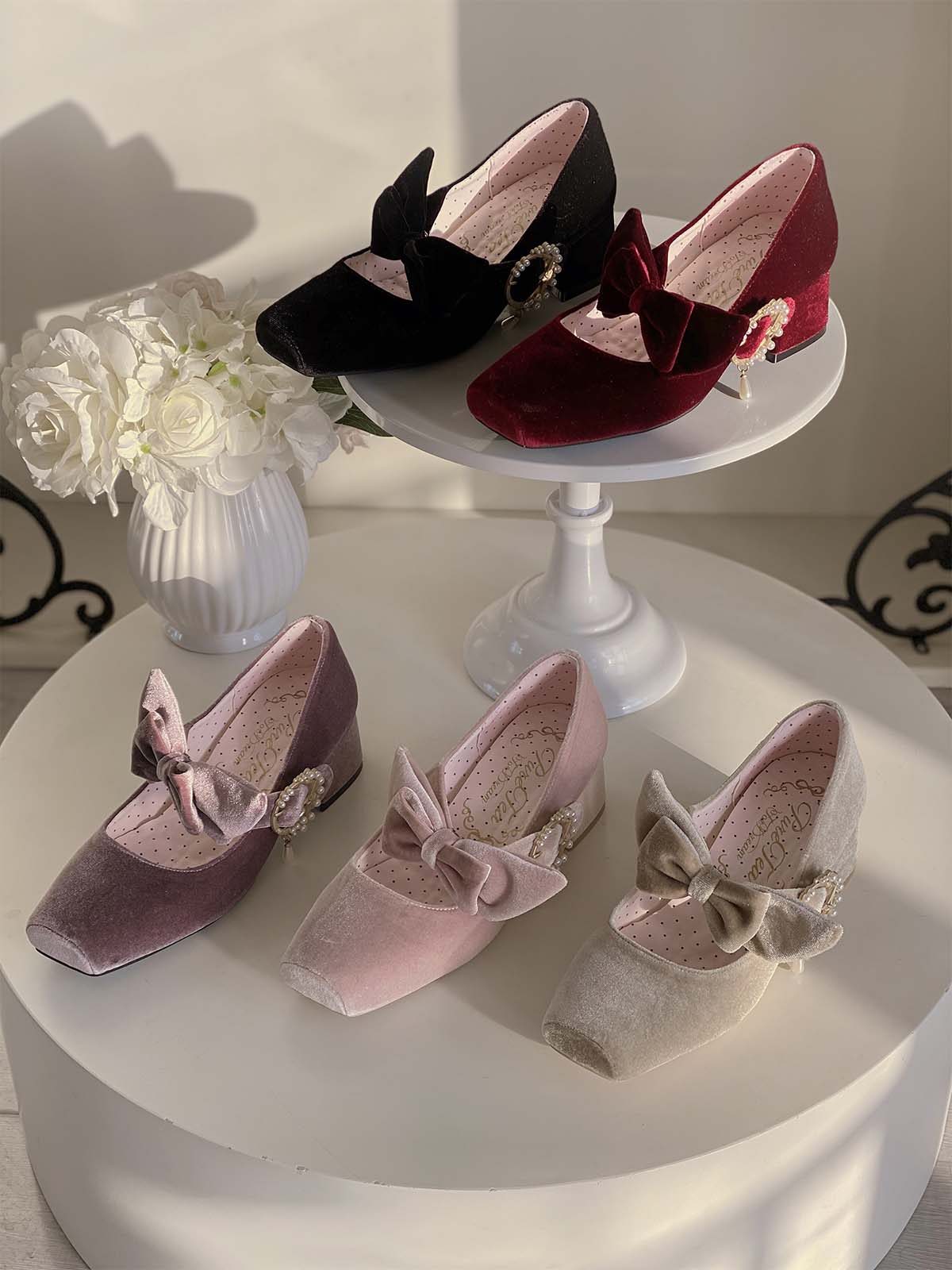 Pure tea for dream~Angel Velvet~Sweet Lolita Shoes Mid-heel Velvet Shoes 32816:394140