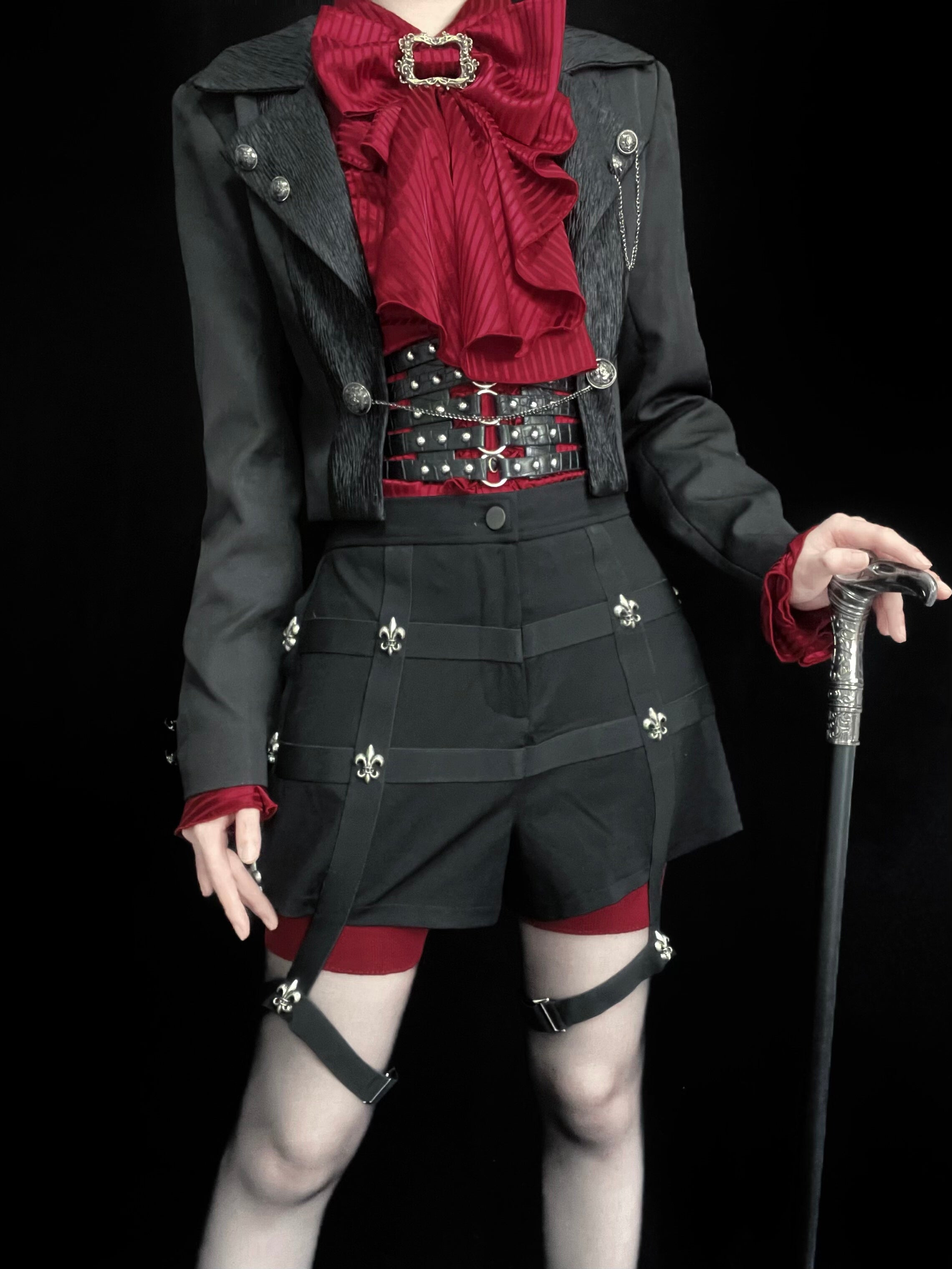 Open Front Ouji Lolita Short Coat, Detachable Trailing 44445:808762