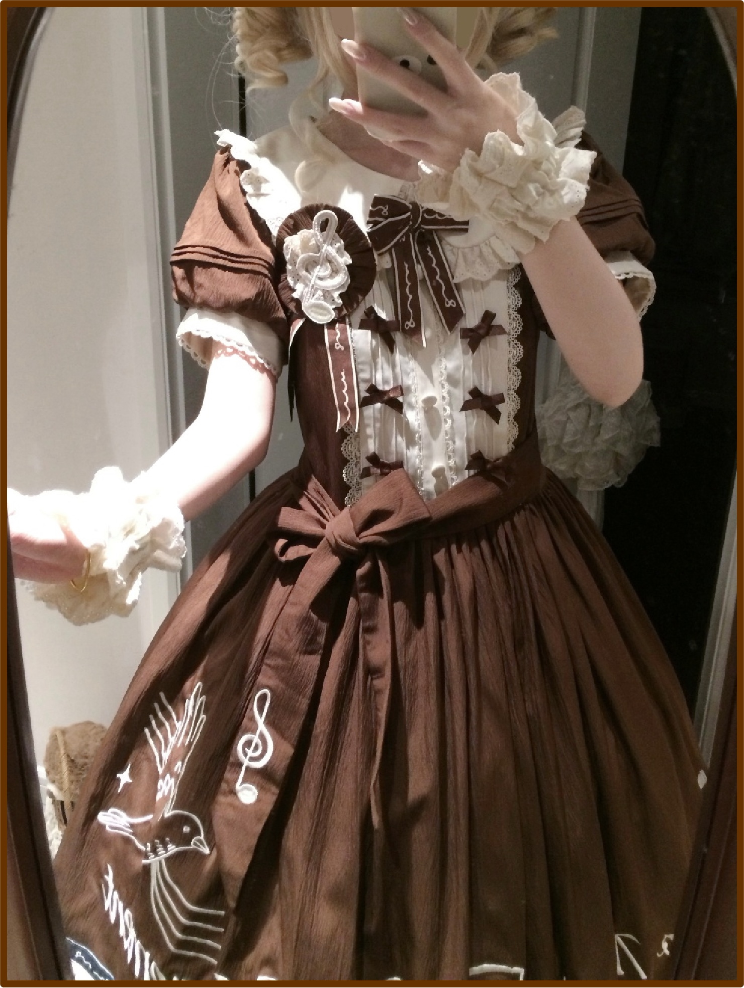 Birdsong Melody - Piano-themed Old School Lolita OP Dress, Side Pockets 45818:863230