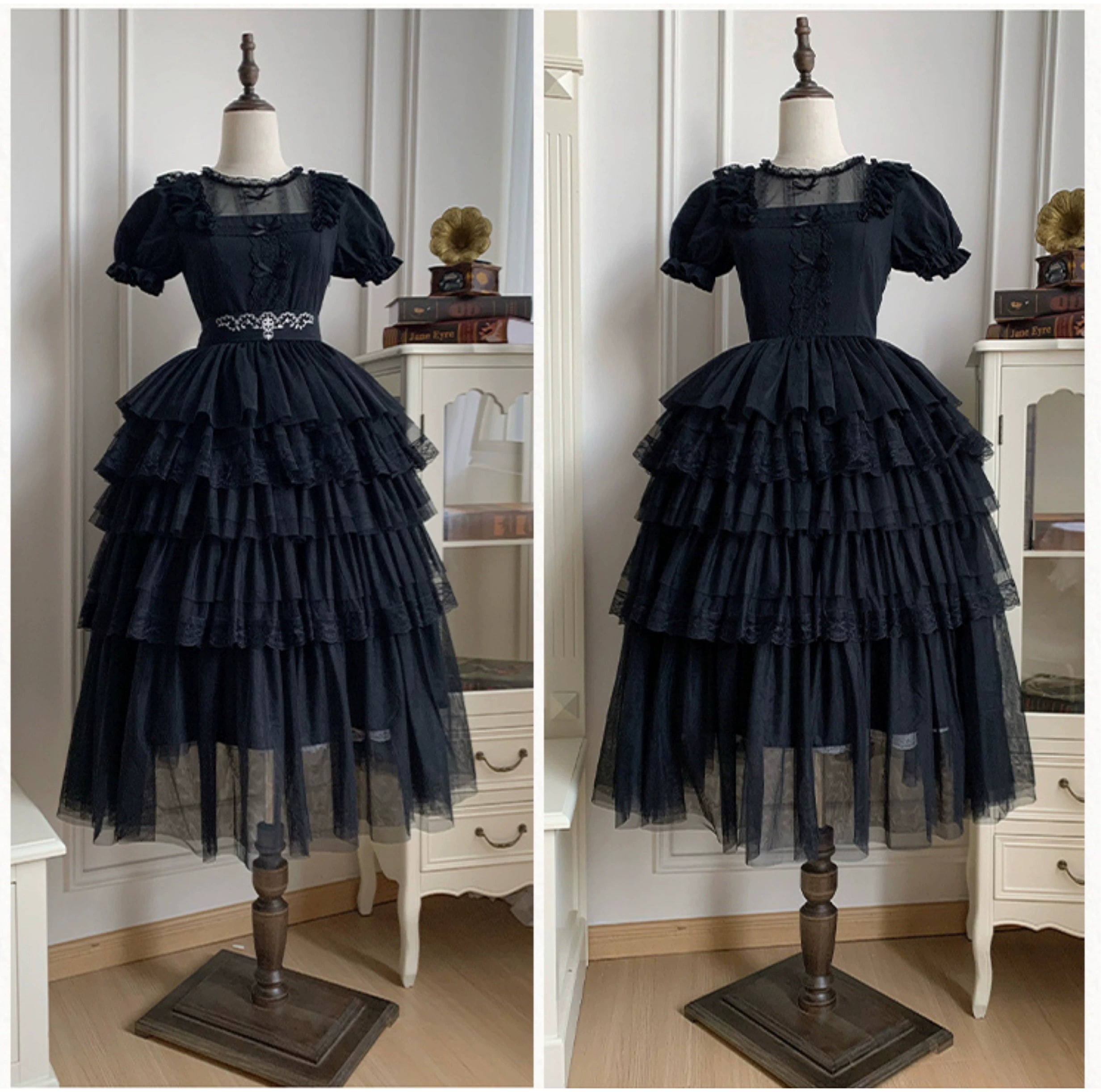 With PUJI - Ivory Tower Enhance - Elegant Lolita JSK Dress Tiered Drawstring OP 38798:601658