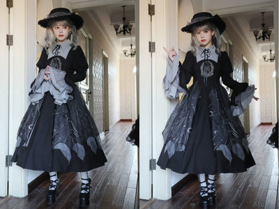 (BFM)Elven Rabbit~Gothic Lolita Dress Black Cat Witch OP and SK Suit   