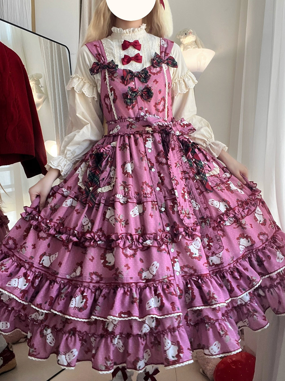 Miss Point~Forest Berry Bunny~Sweet Lolita JSK Elegant Bunny Print Dress 41972:721116