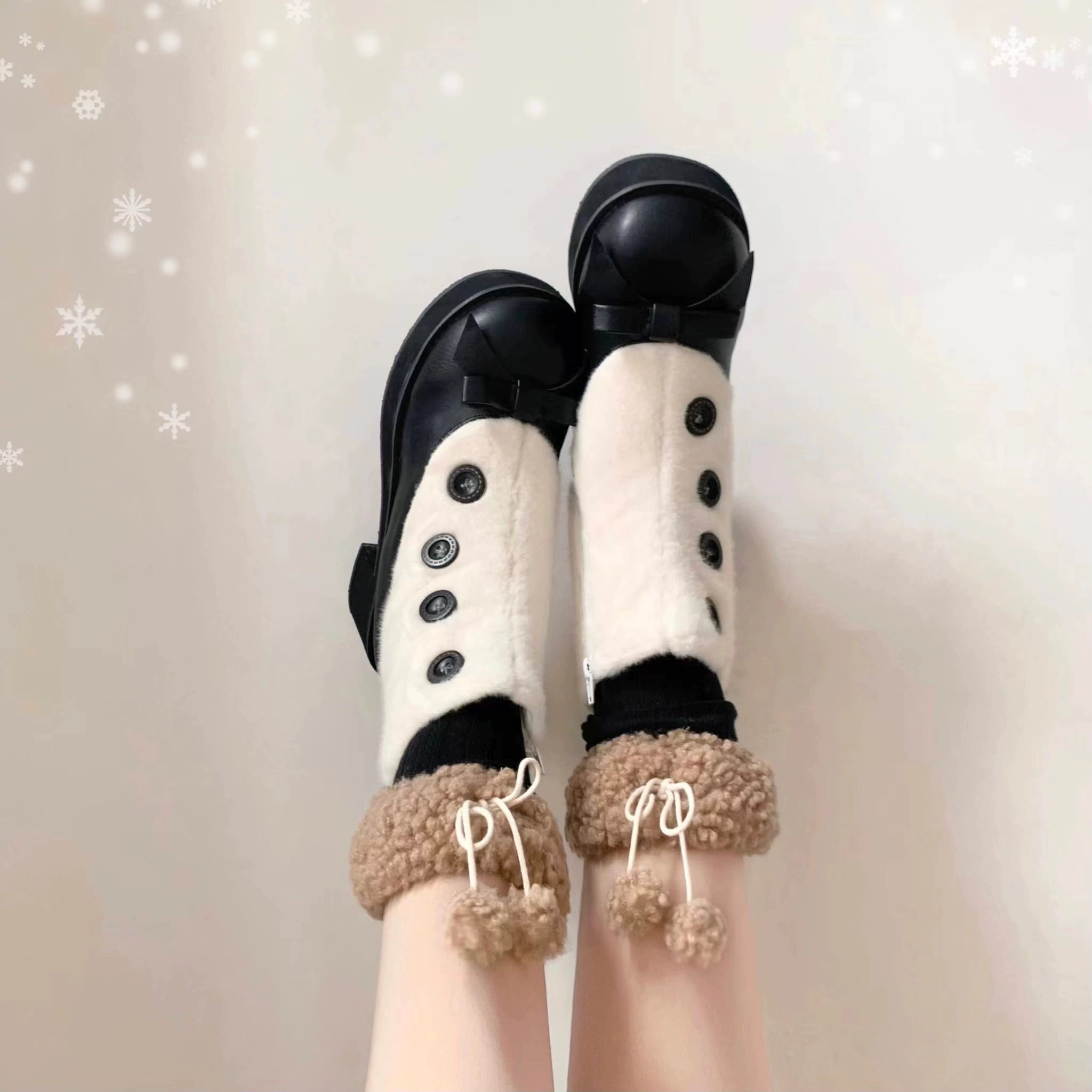 Dolly Doll~Winter Lolita Boots Fur Mary Jane Lolita Low Heel Shoes 32674:403348