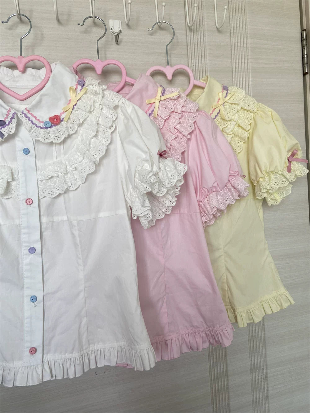Cute More - Candy Colored Sweet Lolita Blouse, Ruffled Collar